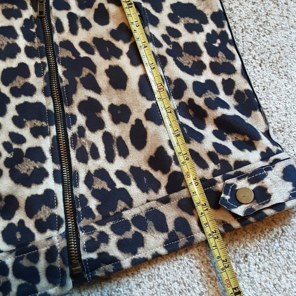 Easel Cheetah Leopard Moto Jacket Faux Suede Full Zip Size M - Picture 10 of 15
